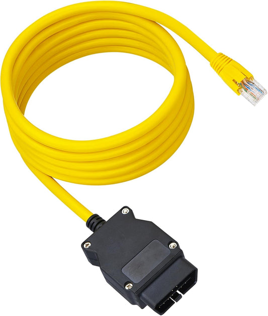 AZ Homey ENET Cable Compatible with BW OBD, ICOM E SYS ISTA, Bootmod3 Bimmercode F  Series OBD2 Heavy Duty Cable Connector Tools to OBDII Interface Cable Car Diagnostic Coding 6.6ft (2M) Cable RJ45