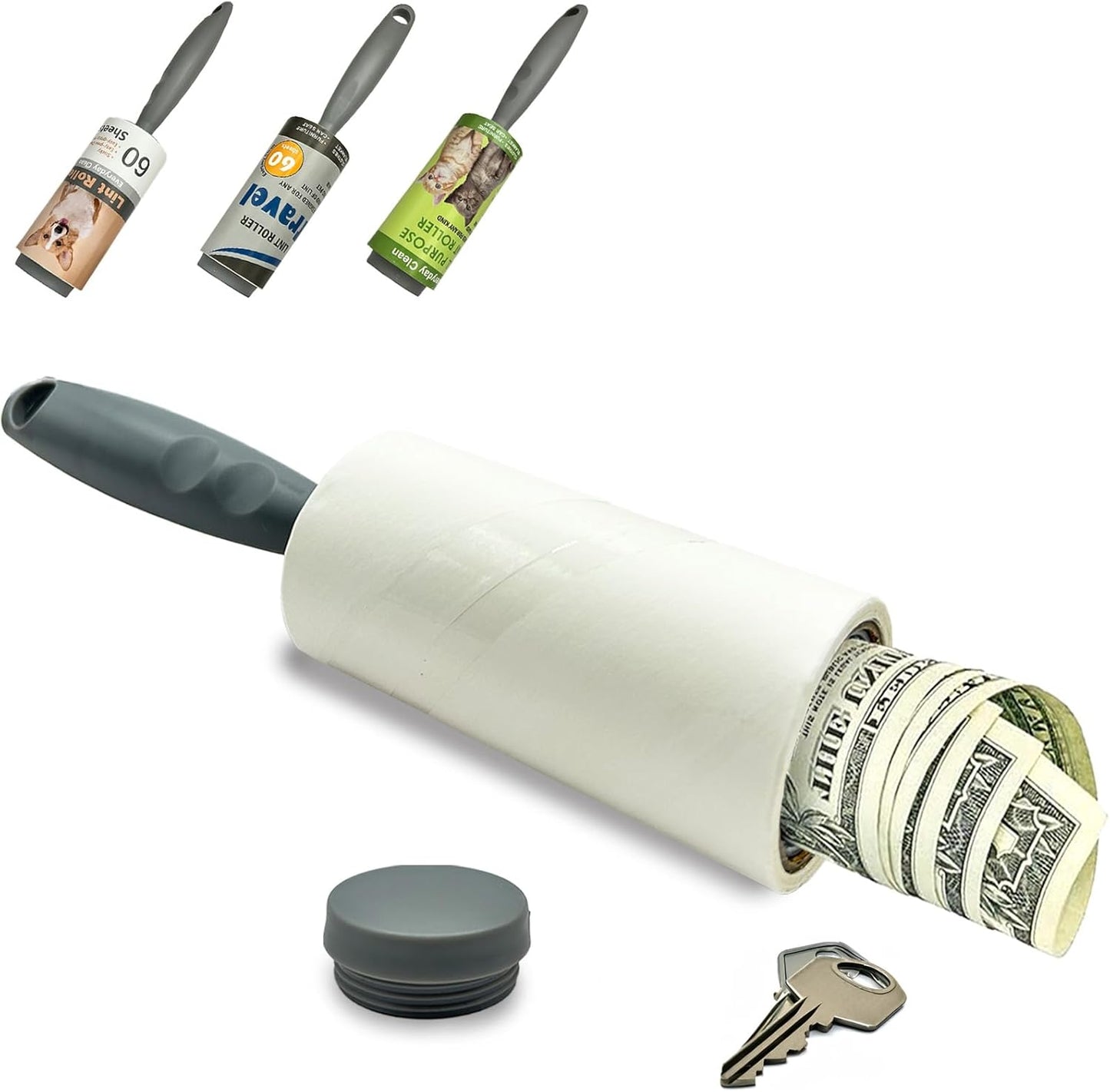 Lint Roller Diversion Safe Money Lint Rollers for Pet Hair, Sticky, Remover for Couch, Clothes Furniture and Carpet. Dog Hair Remover Cat Hair, Animal Fur   Secret Hidden Jewelry Storage Home Security