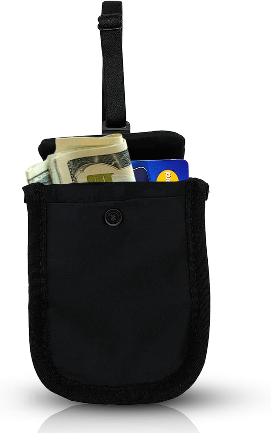 AZ Homey RFID Undercover Bra Wallet   Large Hidden Travel Pouch with Adjustable Elastic Strap for Credit Cards, Money, and Valuables   Secret Pocket for All Bra Sizes