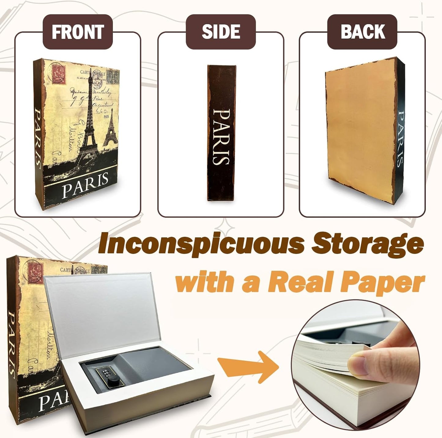 Genuine Paper Transfer Book Safe: Secret Hidden Safe, Combination Lock Included   Metal Safe Box and Protect Your Valuables Inside an Authentic Paper Book, 8.7"¡Ñ6"¡Ñ1.8" (Holy Bible)