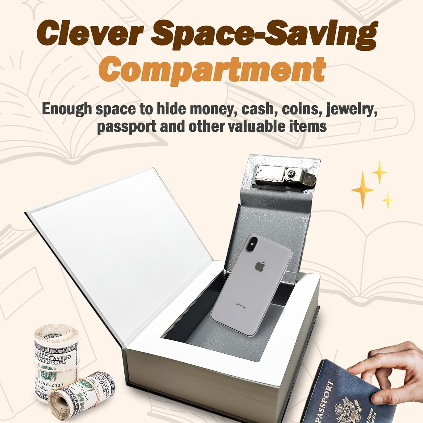 Genuine Paper Transfer Book Safe: Secret Hidden Safe, Combination Lock Included   Metal Safe Box and Protect Your Valuables Inside an Authentic Paper Book, 8.7"¡Ñ6"¡Ñ1.8" (Holy Bible)
