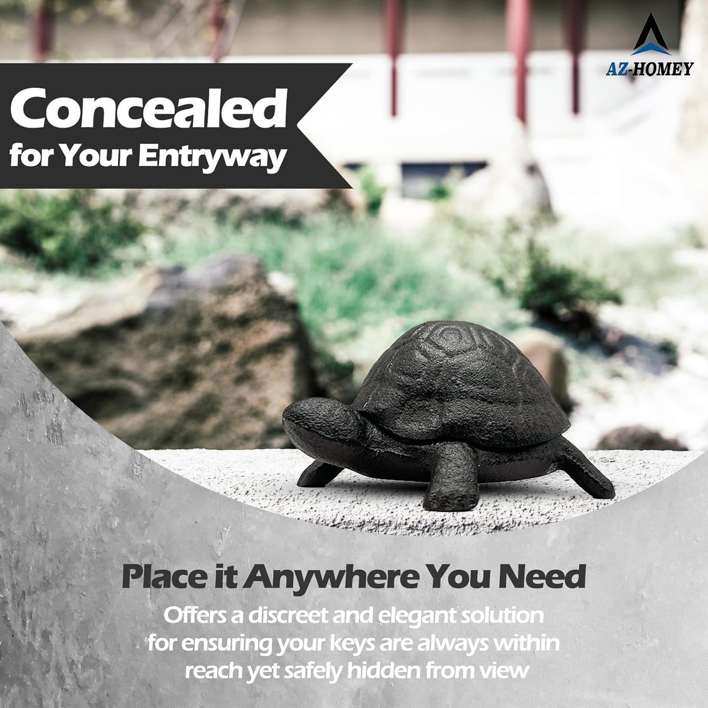 Cast Iron Turtle Key Hider   Outdoor Hidden Key Holder, Decorative Garden Statue, Secret Hiding Spot for Spare Keys, Discreet and Durable Hide a Key Solution, Ideal for Home, Yard, and Patio