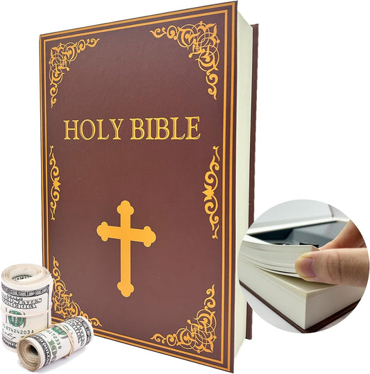 Genuine Paper Transfer Book Safe: Secret Hidden Safe, Combination Lock Included   Metal Safe Box and Protect Your Valuables Inside an Authentic Paper Book, 8.7"¡Ñ6"¡Ñ1.8" (Holy Bible)