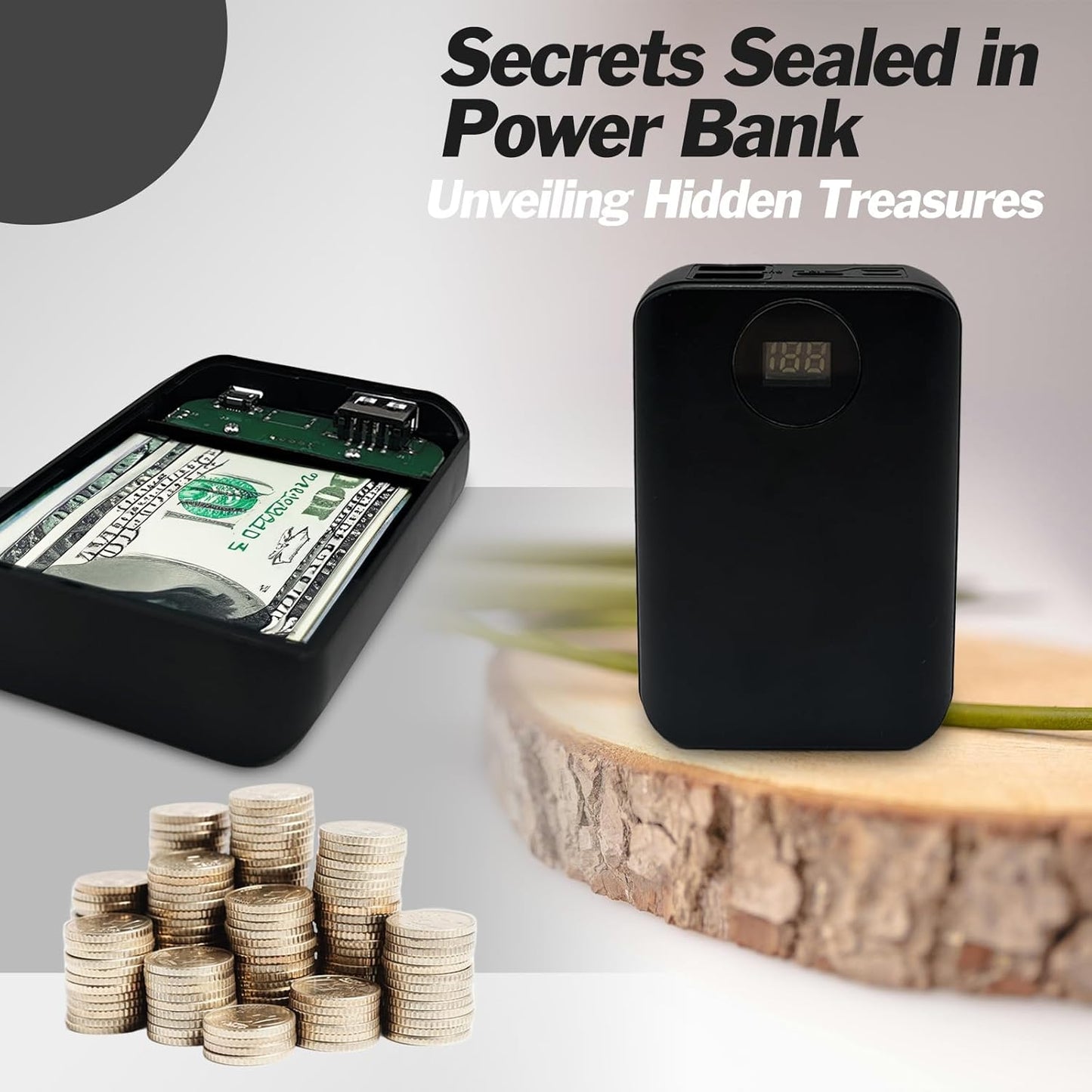Diversion Safe Power Bank   Hidden Storage Compartment for Valuables, Secret Safe, Fake Power Bank for Safe Security, Portable Hiding Device, Ideal for Travel, Home, and Office