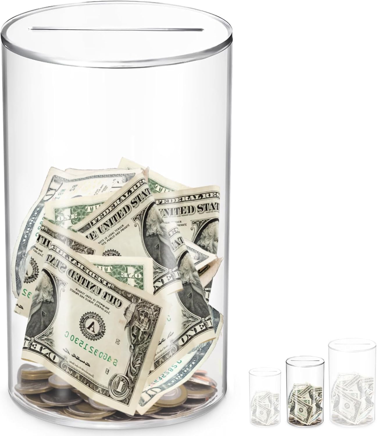 AZ Homey Must Break to Open Acrylic Piggy Bank for Adults & Kids, Clear Money Saving Jar Must Break to Open, Unopenable Piggy Bank for Cash Coins, Boys Girls Birthday Gift
