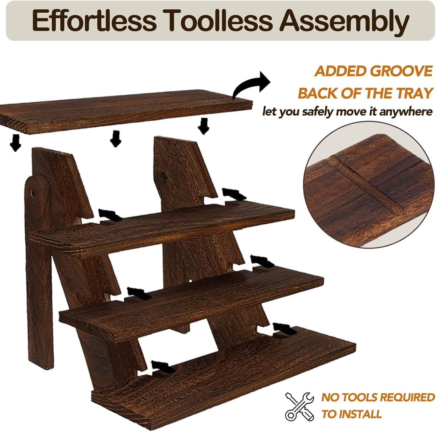 AZ Homey Premium Platane Wood 4 Tier Display Stand: Easy Assembly, Rustic Elegance for Cupcakes, Collectibles, Jewelry, and More   Versatile Home D_cor and Craft Fair Showcase Solution