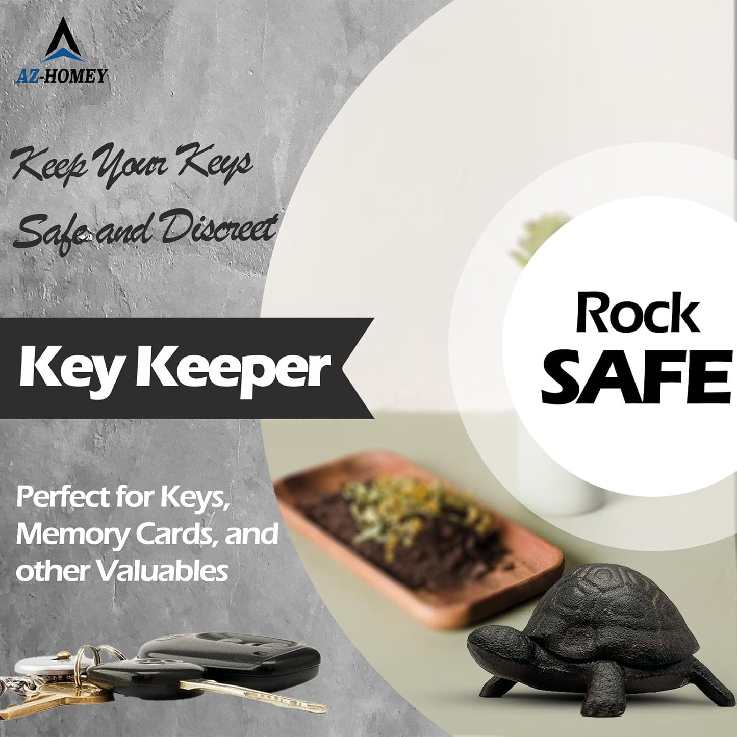 Cast Iron Turtle Key Hider   Outdoor Hidden Key Holder, Decorative Garden Statue, Secret Hiding Spot for Spare Keys, Discreet and Durable Hide a Key Solution, Ideal for Home, Yard, and Patio