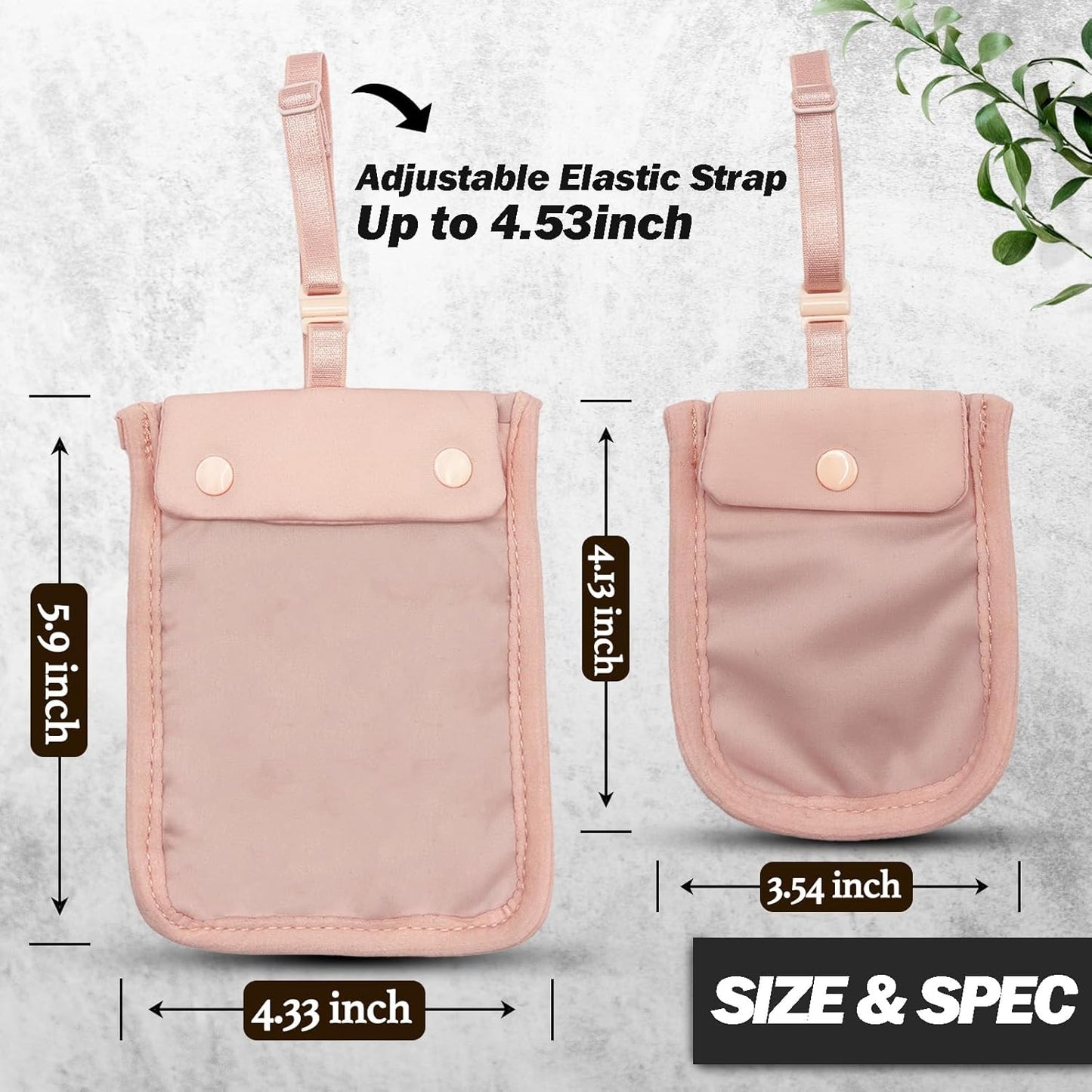 AZ Homey RFID Undercover Bra Wallet   Large Hidden Travel Pouch with Adjustable Elastic Strap for Credit Cards, Money, and Valuables   Secret Pocket for All Bra Sizes