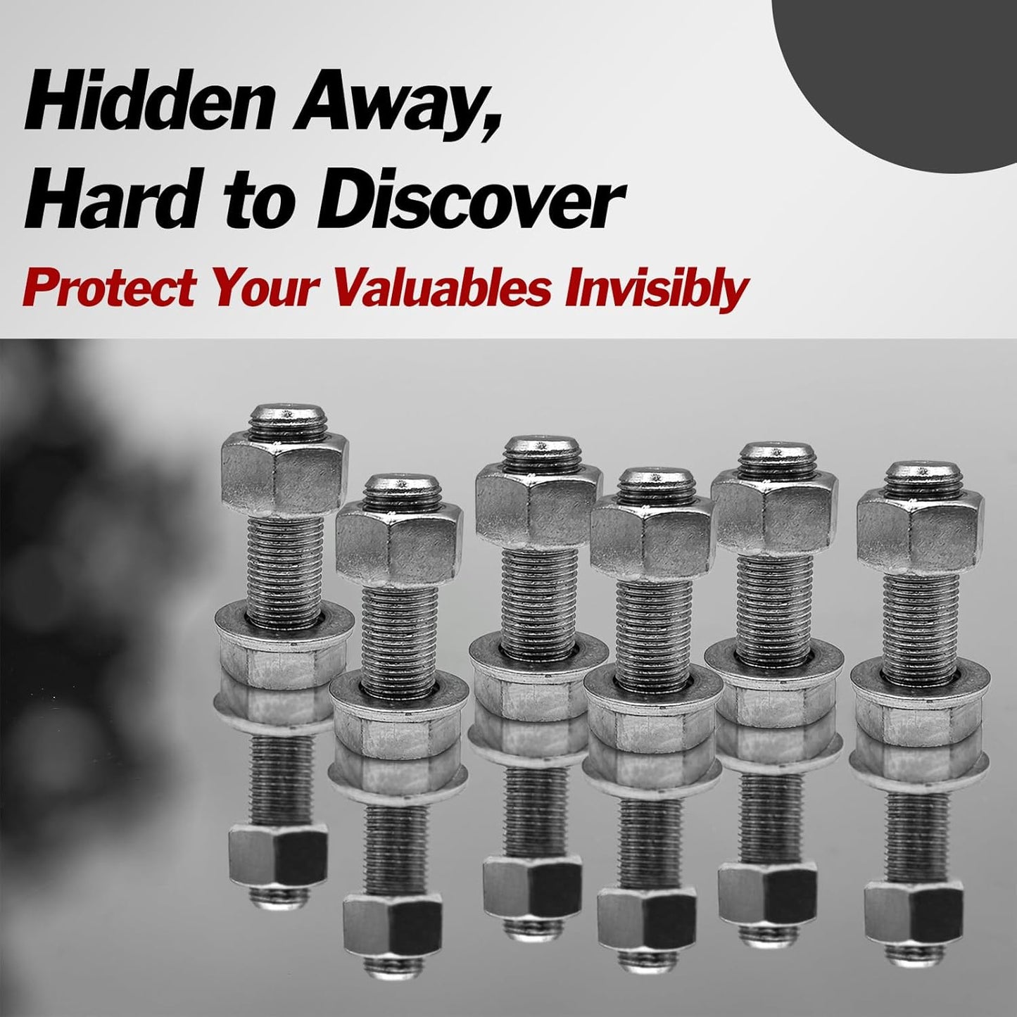 Fake Bolt Nut Screw Diversion Safe   Heavyweight Hidden Storage Space for Cash and Small Valuables, Secret Container, Realistic Decoy for Home, Office, and Travel Security (Black)