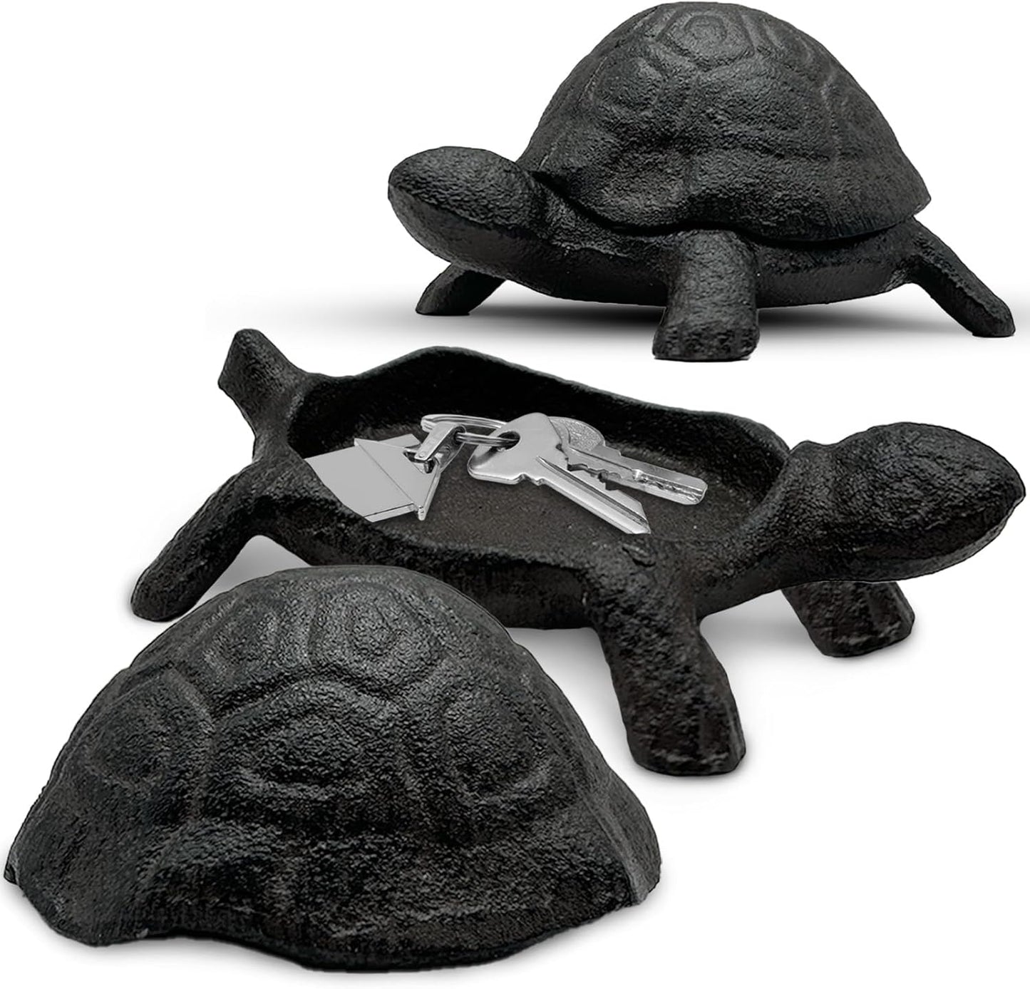 Cast Iron Turtle Key Hider   Outdoor Hidden Key Holder, Decorative Garden Statue, Secret Hiding Spot for Spare Keys, Discreet and Durable Hide a Key Solution, Ideal for Home, Yard, and Patio