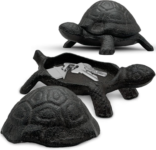 Cast Iron Turtle Key Hider   Outdoor Hidden Key Holder, Decorative Garden Statue, Secret Hiding Spot for Spare Keys, Discreet and Durable Hide a Key Solution, Ideal for Home, Yard, and Patio