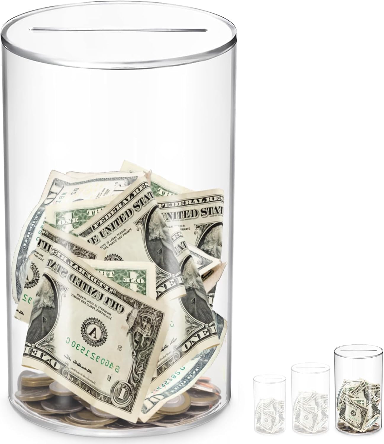 AZ Homey Must Break to Open Acrylic Piggy Bank for Adults & Kids, Clear Money Saving Jar Must Break to Open, Unopenable Piggy Bank for Cash Coins, Boys Girls Birthday Gift