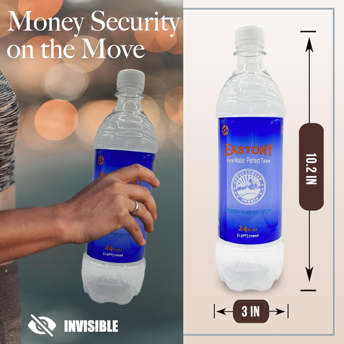Fake Water Bottle Diversion Safe   Ultimate Storage for Travel, Beach, Car to Store Valuables like Jewelry, Cash, Money, Coins, Car Keys   Storage Home Security