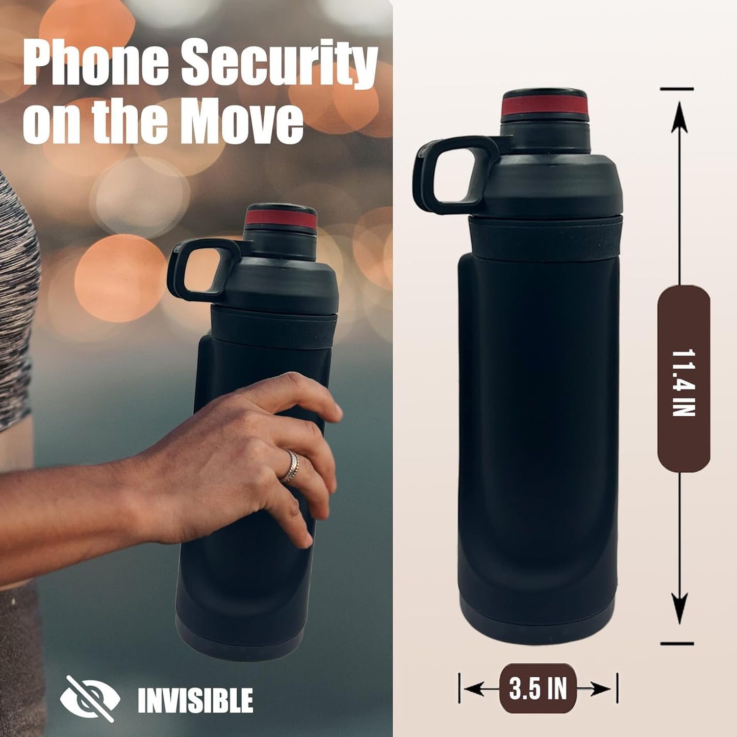 Diversion Water Bottle with 13.5oz Capacity   Ultimate Hidden Compartment for Travel, Beach, Car to Store Valuables like Jewelry, Cash, Money, Coins, Car Keys   Storage Home Security   Black