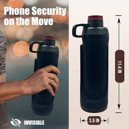 Diversion Water Bottle with 13.5oz Capacity   Ultimate Hidden Compartment for Travel, Beach, Car to Store Valuables like Jewelry, Cash, Money, Coins, Car Keys   Storage Home Security   Black