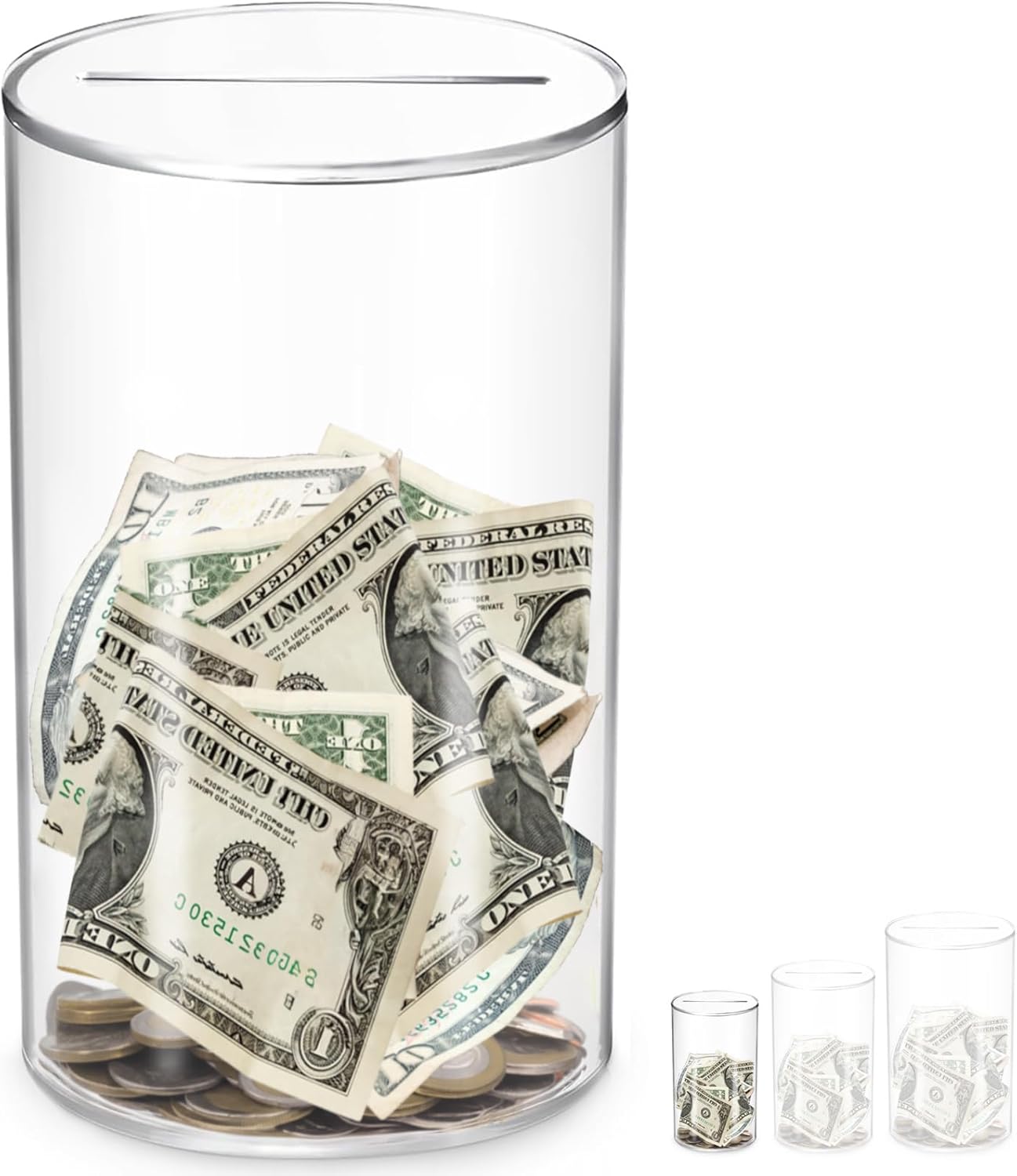 AZ Homey Must Break to Open Acrylic Piggy Bank for Adults & Kids, Clear Money Saving Jar Must Break to Open, Unopenable Piggy Bank for Cash Coins, Boys Girls Birthday Gift