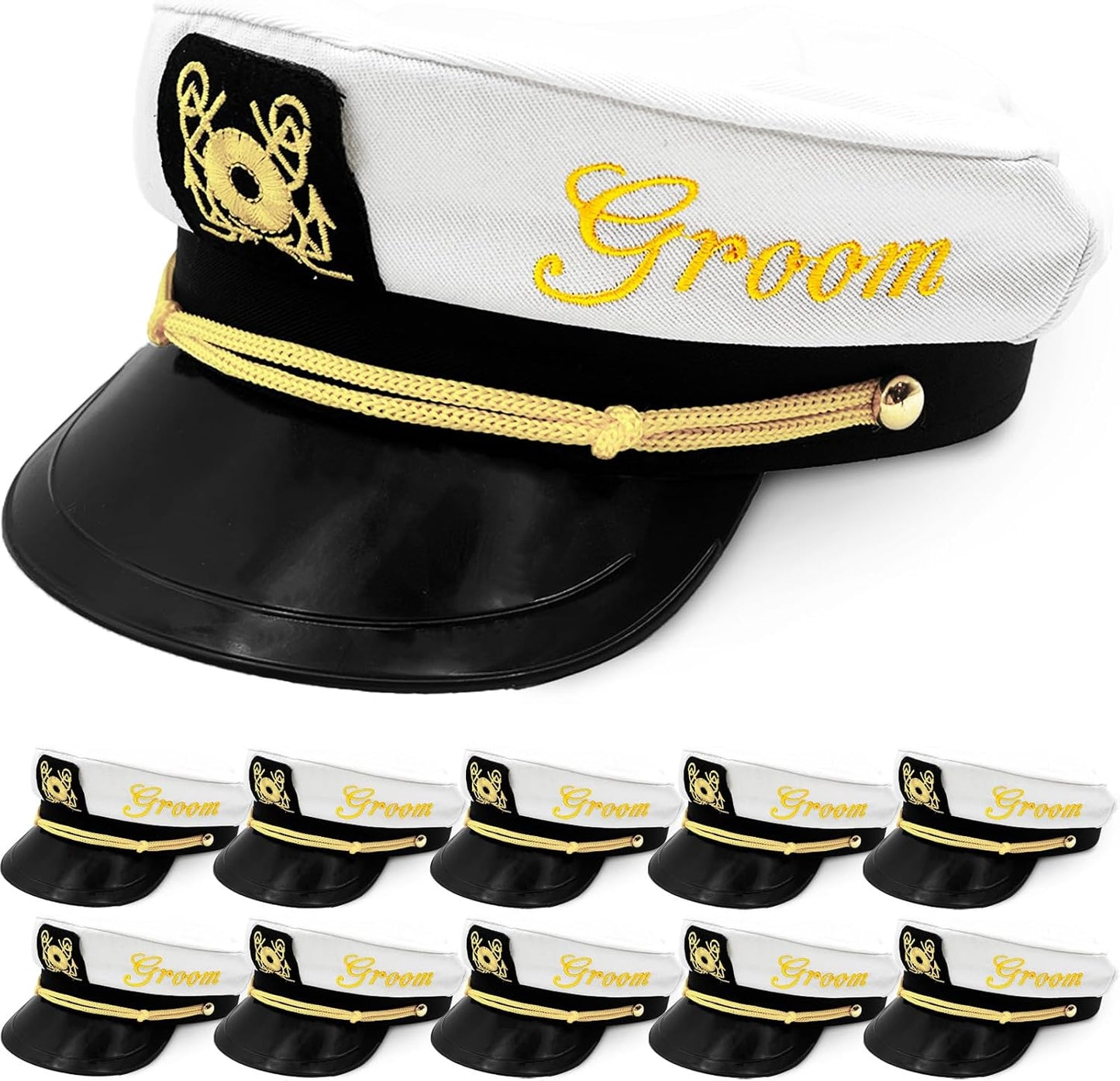 AZ Homey Ultimate Bachelor Party Captain Hat   Funny Nautical Accessory for Groom | Bridal Shower, Wedding, Honeymoon, Boats n' Hoes Party Gear   Bride