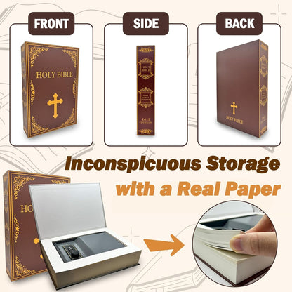 Genuine Paper Transfer Book Safe: Secret Hidden Safe, Combination Lock Included   Metal Safe Box and Protect Your Valuables Inside an Authentic Paper Book, 8.7"¡Ñ6"¡Ñ1.8" (Holy Bible)