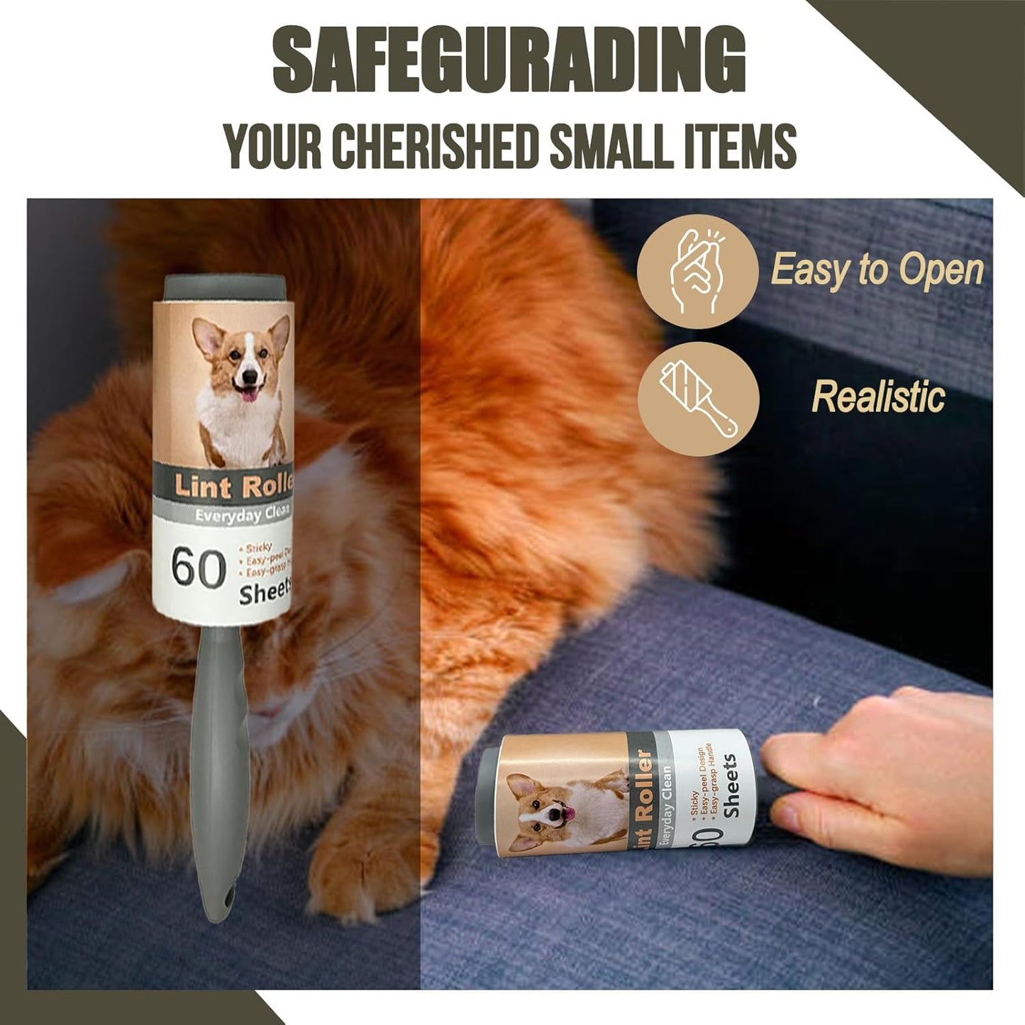 Lint Roller Diversion Safe Money Lint Rollers for Pet Hair, Sticky, Remover for Couch, Clothes Furniture and Carpet. Dog Hair Remover Cat Hair, Animal Fur   Secret Hidden Jewelry Storage Home Security