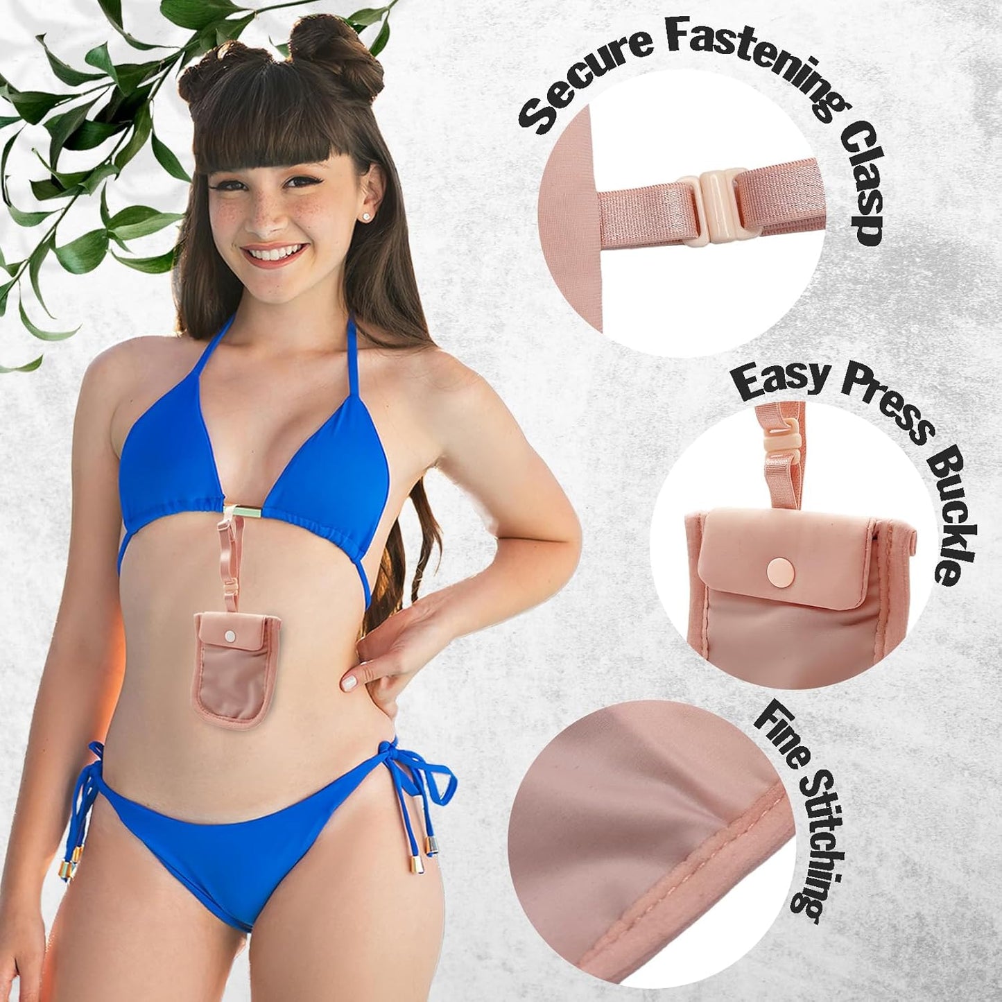 AZ Homey RFID Undercover Bra Wallet   Large Hidden Travel Pouch with Adjustable Elastic Strap for Credit Cards, Money, and Valuables   Secret Pocket for All Bra Sizes