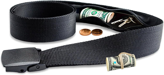 AZ Homey Travel Security Belt   Money Belt for Men Travel Security Belt with Hidden Money Compartment Pocket Belt with Hidden Pocket Cashsafe Anti Theft Wallet Non Metal Buckle