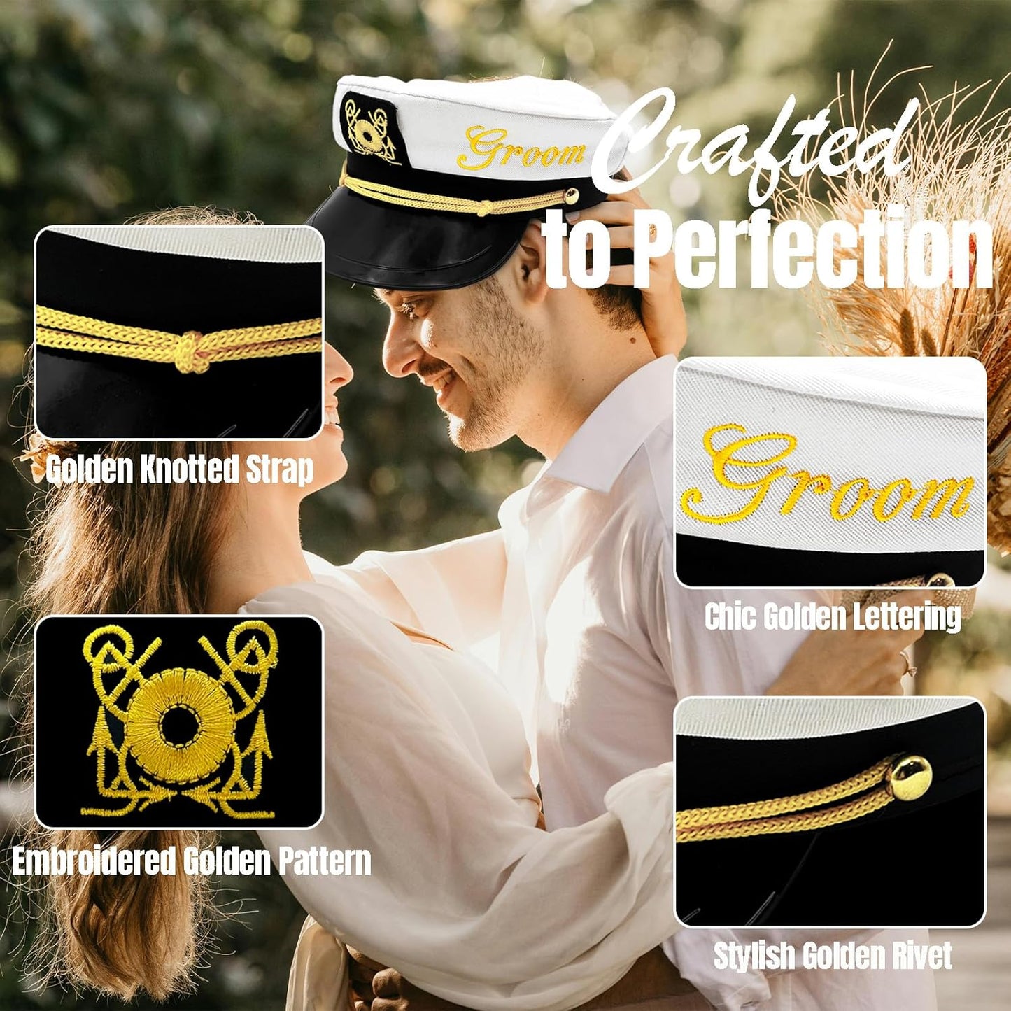 AZ Homey Ultimate Bachelor Party Captain Hat   Funny Nautical Accessory for Groom | Bridal Shower, Wedding, Honeymoon, Boats n' Hoes Party Gear   Bride