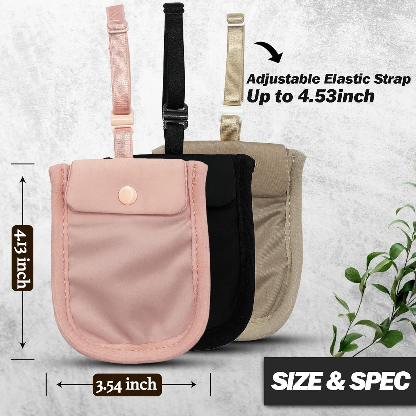 AZ Homey RFID Undercover Bra Wallet   Large Hidden Travel Pouch with Adjustable Elastic Strap for Credit Cards, Money, and Valuables   Secret Pocket for All Bra Sizes