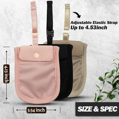 AZ Homey RFID Undercover Bra Wallet   Large Hidden Travel Pouch with Adjustable Elastic Strap for Credit Cards, Money, and Valuables   Secret Pocket for All Bra Sizes