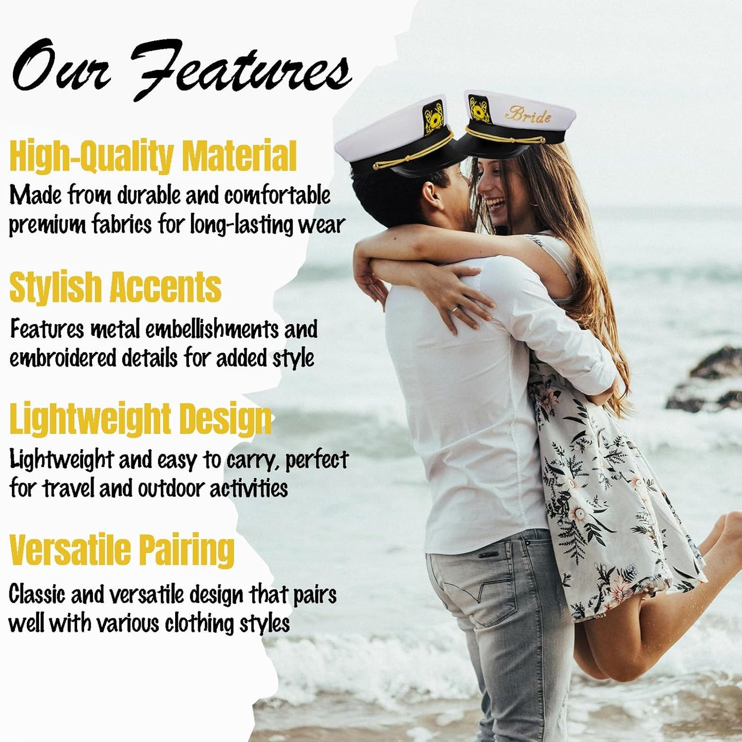 AZ Homey Ultimate Bachelor Party Captain Hat   Funny Nautical Accessory for Groom | Bridal Shower, Wedding, Honeymoon, Boats n' Hoes Party Gear   Bride