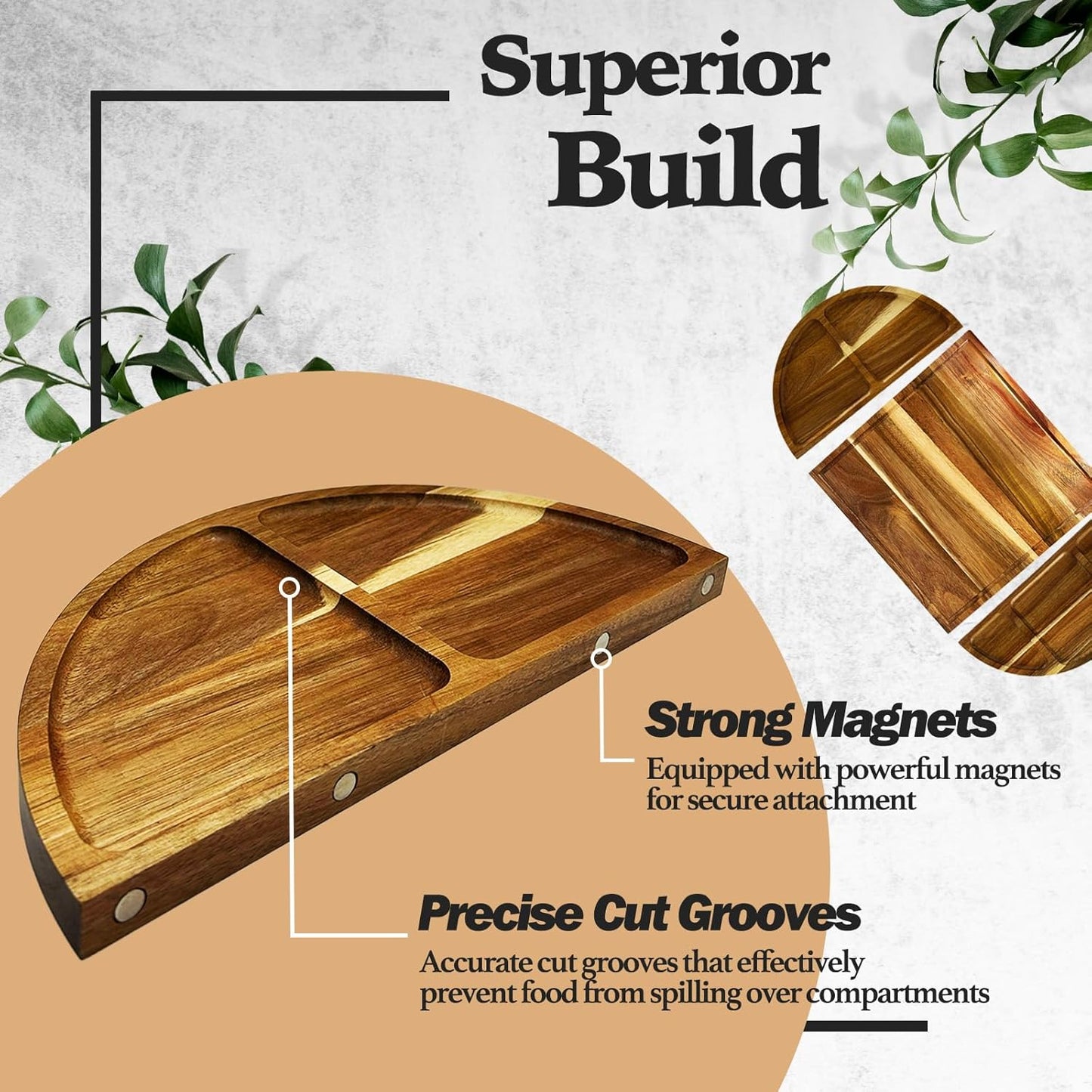 Charcuterie Board Set: 3 in 1 Magnetic Acacia Wood Cheese Board Ensemble   Unique for Mom   House Warming Gifts New Home, Wedding Gifts for Couple, Bridal Shower Gift (Board)