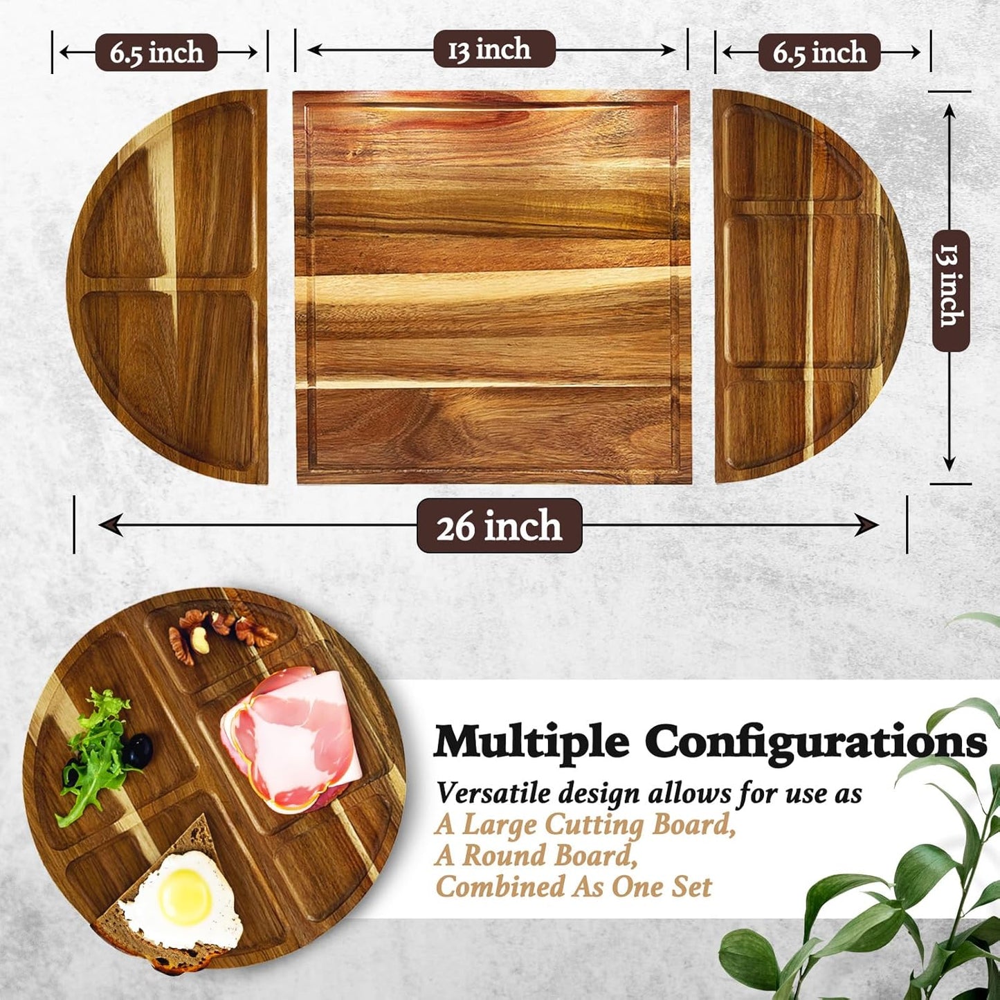 Charcuterie Board Set: 3 in 1 Magnetic Acacia Wood Cheese Board Ensemble   Unique for Mom   House Warming Gifts New Home, Wedding Gifts for Couple, Bridal Shower Gift (Board)