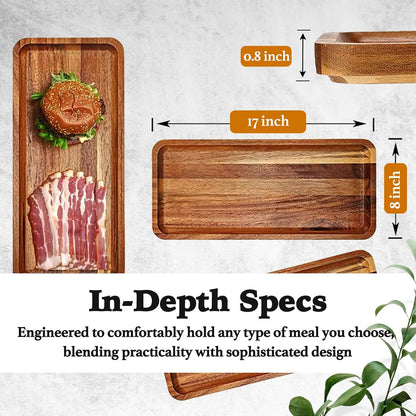 Versatile Acacia Wood Serving Trays   Set of 3 Elegant Platters for Home Decor and Hosting   Perfect for Cheese, Fruit, and Charcuterie Presentation (Large)