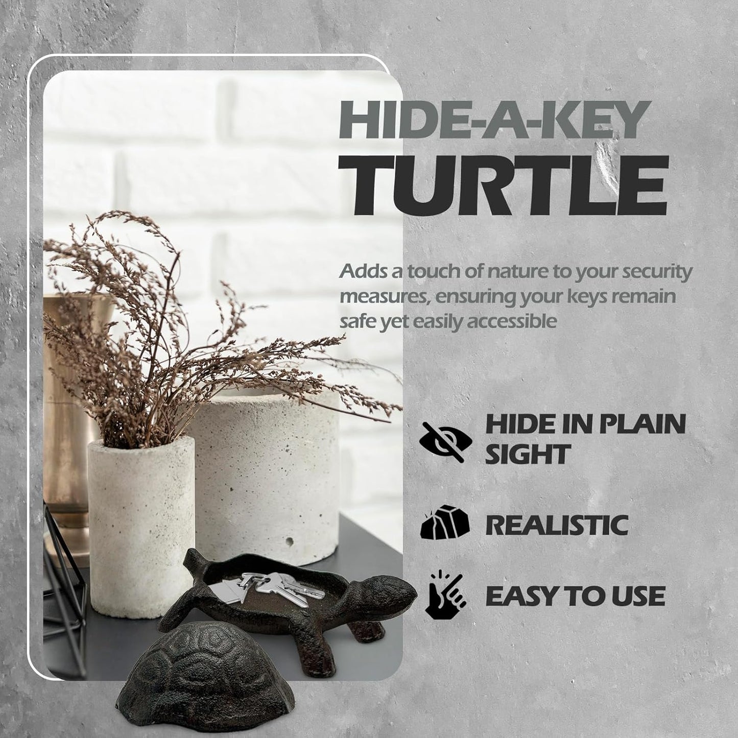 Cast Iron Turtle Key Hider   Outdoor Hidden Key Holder, Decorative Garden Statue, Secret Hiding Spot for Spare Keys, Discreet and Durable Hide a Key Solution, Ideal for Home, Yard, and Patio