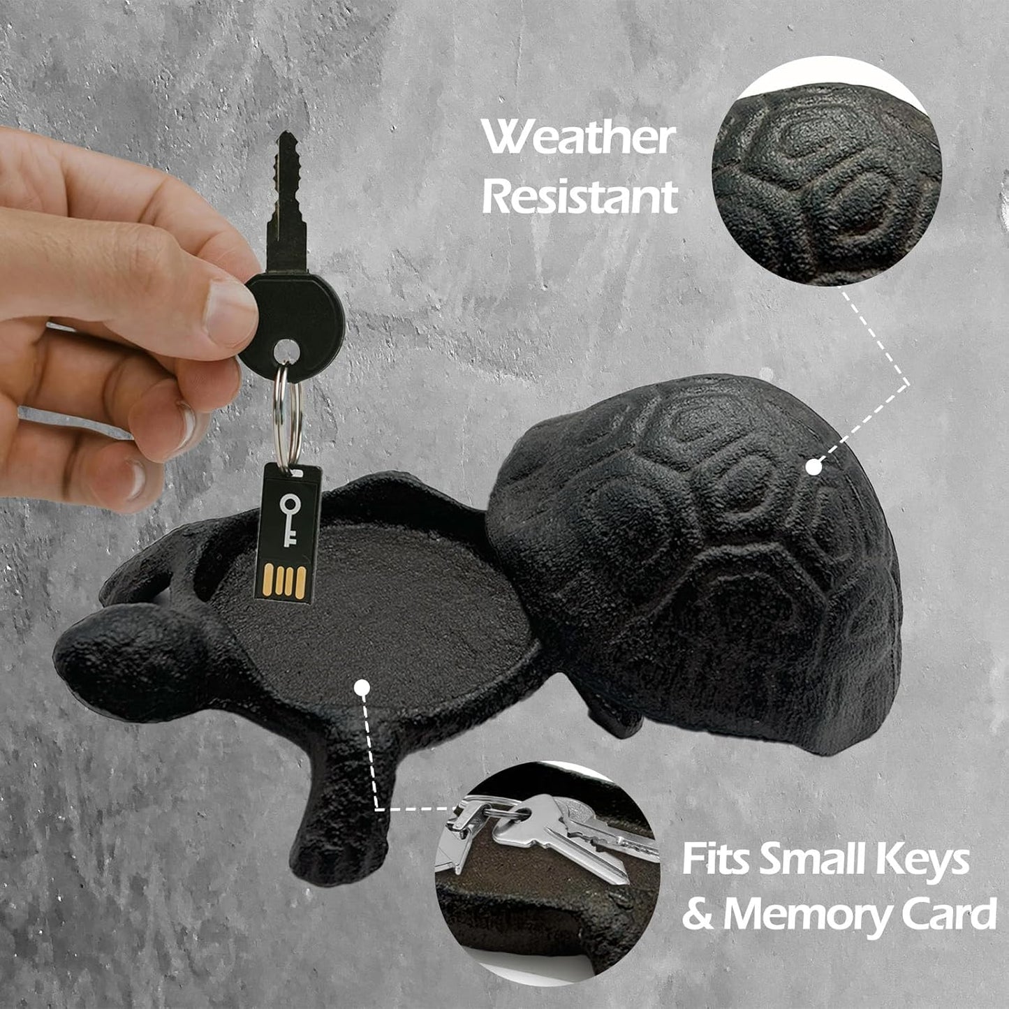 Cast Iron Turtle Key Hider   Outdoor Hidden Key Holder, Decorative Garden Statue, Secret Hiding Spot for Spare Keys, Discreet and Durable Hide a Key Solution, Ideal for Home, Yard, and Patio