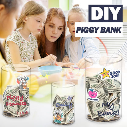 AZ Homey Must Break to Open Acrylic Piggy Bank for Adults & Kids, Clear Money Saving Jar Must Break to Open, Unopenable Piggy Bank for Cash Coins, Boys Girls Birthday Gift
