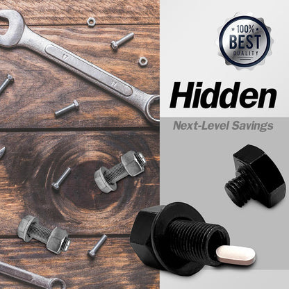 Fake Bolt Nut Screw Diversion Safe   Heavyweight Hidden Storage Space for Cash and Small Valuables, Secret Container, Realistic Decoy for Home, Office, and Travel Security (Black)