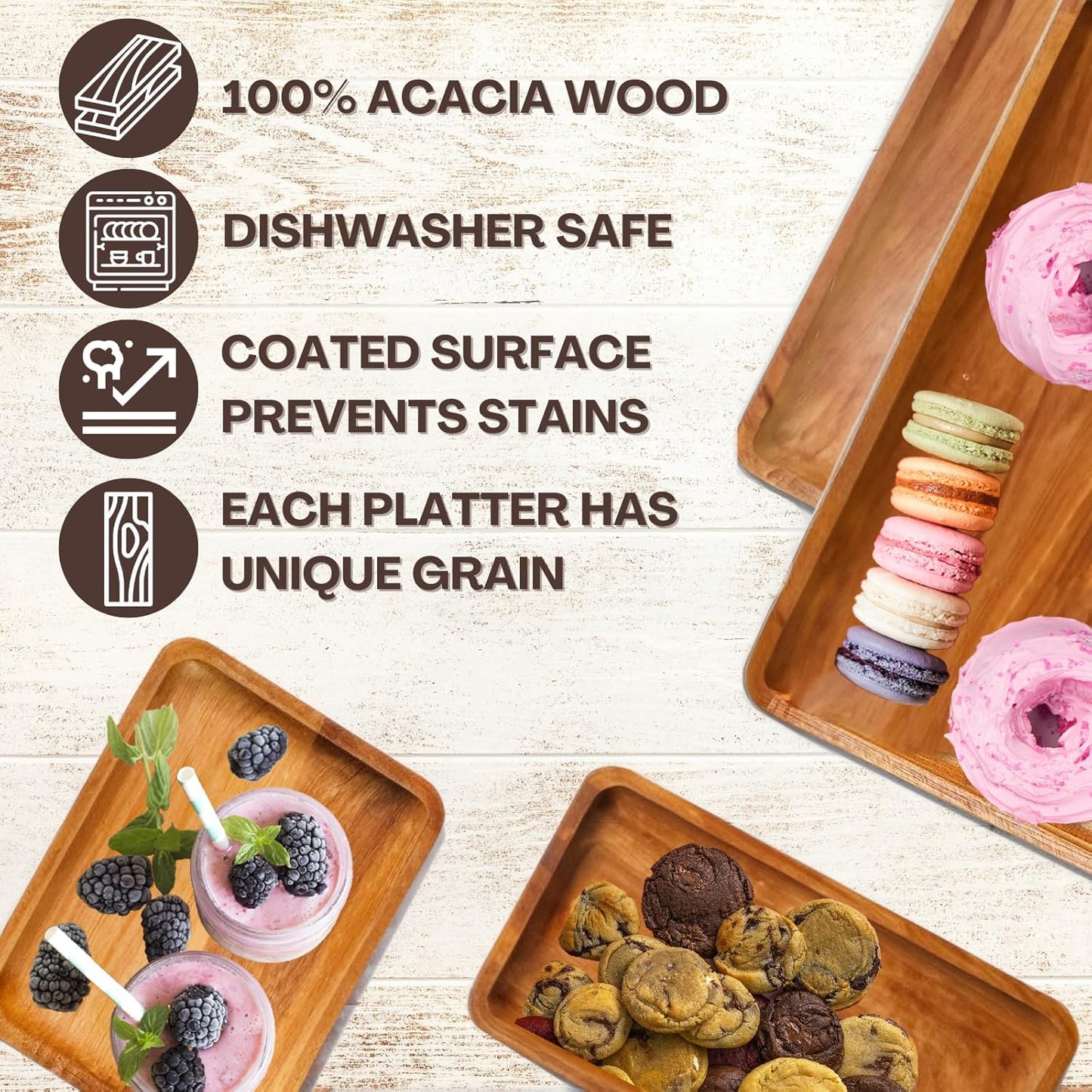 Eco Friendly Cupcake Stand   Food Platter Serving Tray   Acacia Wooden Towers Dessert Table Display Set   3 Tiered Decor Small Cheese Charcuterie Boards Rustic Wood Platters Trays   For Family Parties